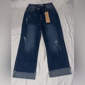 Genleck Wide-Leg High-Rise Jeans | Crossover Waist | NWT